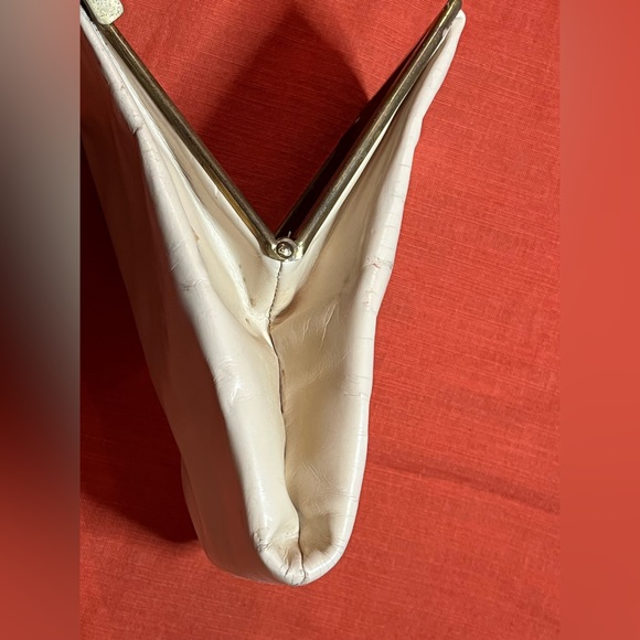 Waldman Vintage Ivory leather Metal frame evening Hand Bag - Picture 11 of 13